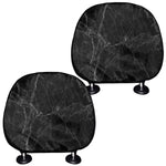 Black Grey Dark Marble Print Car Headrest Covers