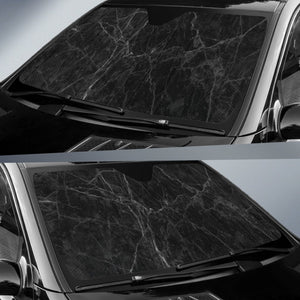Black Grey Dark Marble Print Car Sun Shade GearFrost