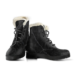 Black Grey Dark Marble Print Comfy Boots GearFrost