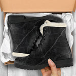 Black Grey Dark Marble Print Comfy Boots GearFrost