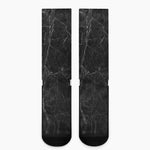 Black Grey Dark Marble Print Crew Socks