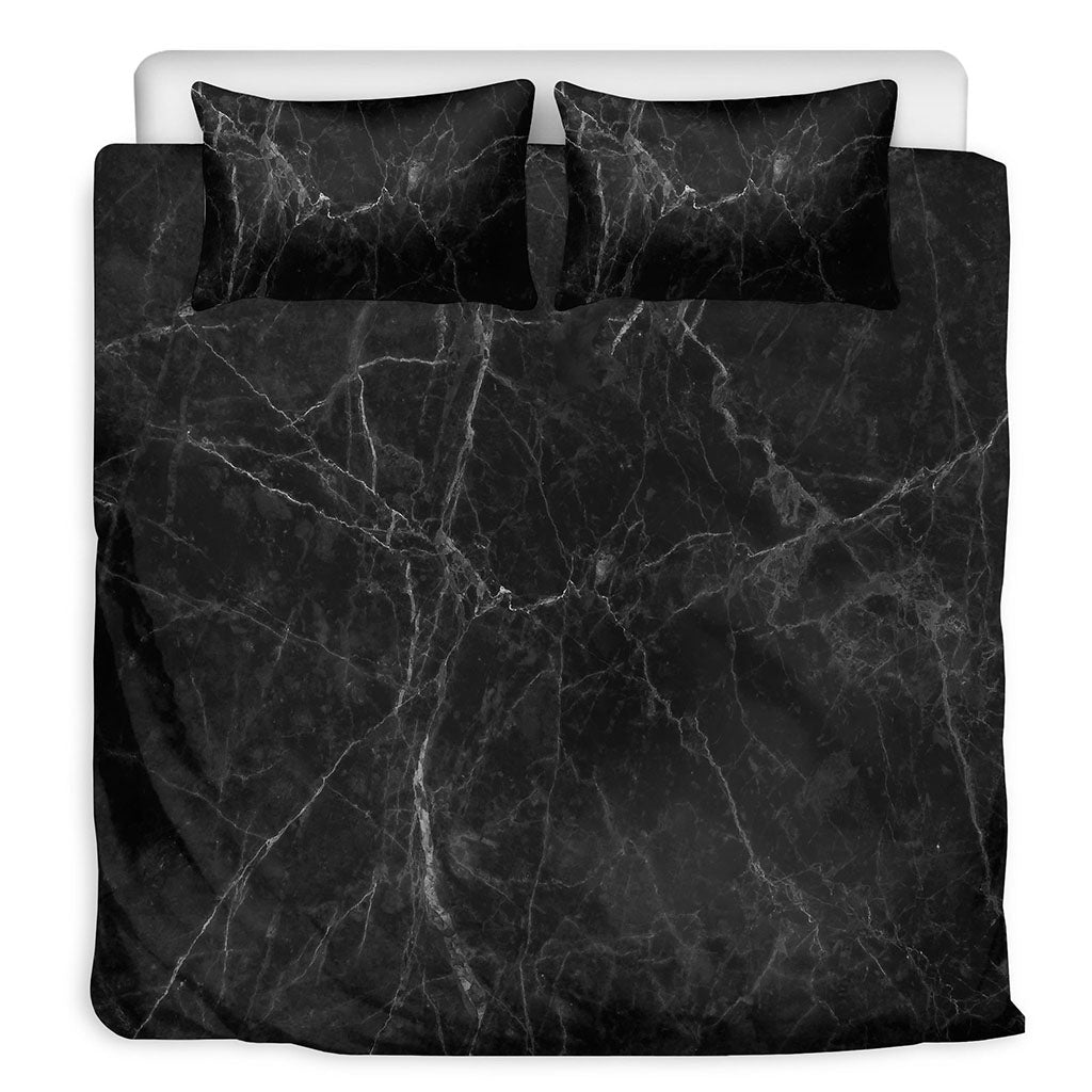 Black Grey Dark Marble Print Duvet Cover Bedding Set