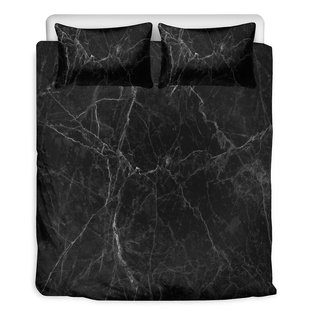 Black Grey Dark Marble Print Duvet Cover Bedding Set