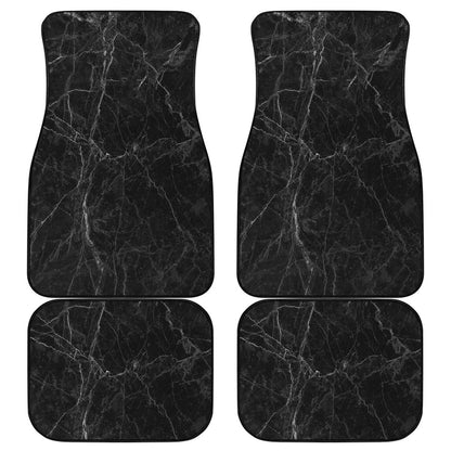 Black Grey Dark Marble Print Front and Back Car Floor Mats