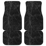 Black Grey Dark Marble Print Front and Back Car Floor Mats