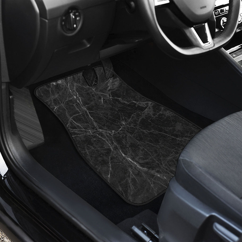 Black Grey Dark Marble Print Front and Back Car Floor Mats