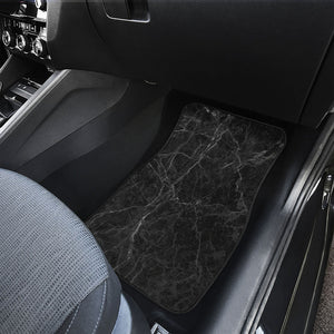 Black Grey Dark Marble Print Front and Back Car Floor Mats