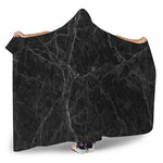 Black Grey Dark Marble Print Hooded Blanket