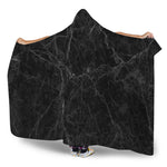 Black Grey Dark Marble Print Hooded Blanket