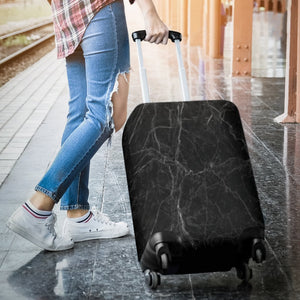 Black Grey Dark Marble Print Luggage Cover GearFrost