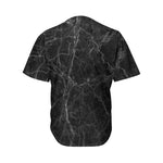 Black Grey Dark Marble Print Men's Baseball Jersey