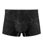 Black Grey Dark Marble Print Men's Boxer Briefs