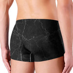 Black Grey Dark Marble Print Men's Boxer Briefs