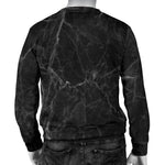 Black Grey Dark Marble Print Men's Crewneck Sweatshirt GearFrost