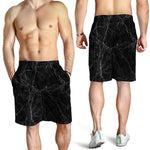 Black Grey Dark Marble Print Men's Shorts