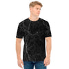 Black Grey Dark Marble Print Men's T-Shirt