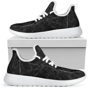 Black Grey Dark Marble Print Mesh Knit Shoes GearFrost