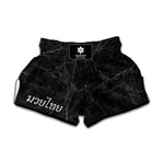 Black Grey Dark Marble Print Muay Thai Boxing Shorts