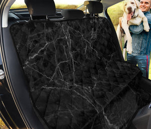 Black Grey Dark Marble Print Pet Car Back Seat Cover