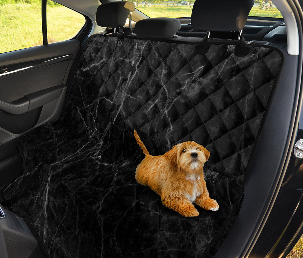 Black Grey Dark Marble Print Pet Car Back Seat Cover