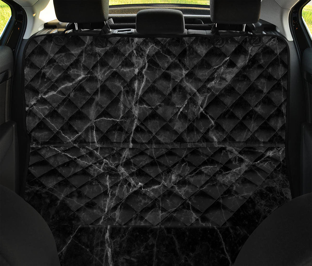 Black Grey Dark Marble Print Pet Car Back Seat Cover