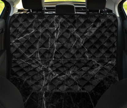 Black Grey Dark Marble Print Pet Car Back Seat Cover