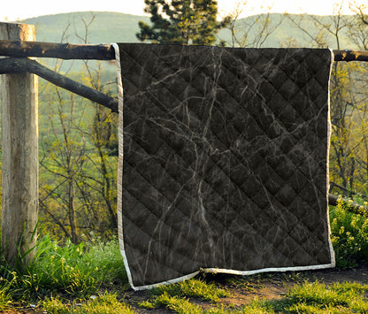 Black Grey Dark Marble Print Quilt