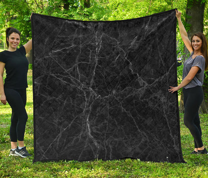 Black Grey Dark Marble Print Quilt