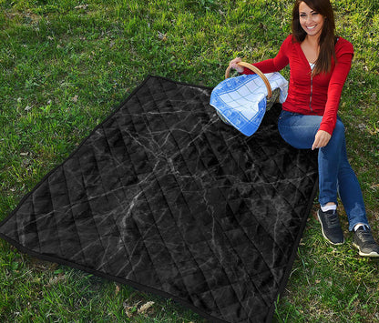 Black Grey Dark Marble Print Quilt
