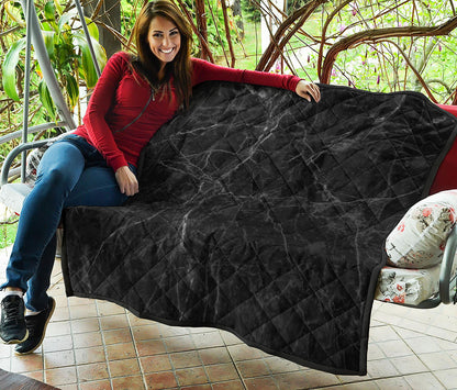 Black Grey Dark Marble Print Quilt