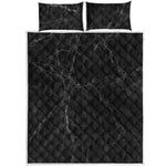 Black Grey Dark Marble Print Quilt Bed Set