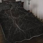 Black Grey Dark Marble Print Quilt Bed Set