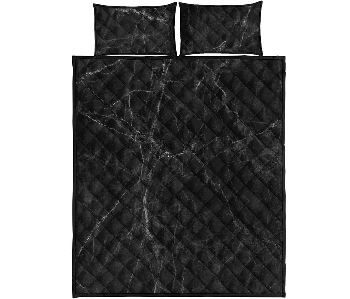 Black Grey Dark Marble Print Quilt Bed Set