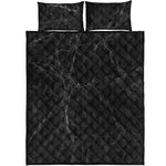 Black Grey Dark Marble Print Quilt Bed Set