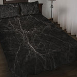 Black Grey Dark Marble Print Quilt Bed Set