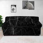 Black Grey Dark Marble Print Sofa Cover