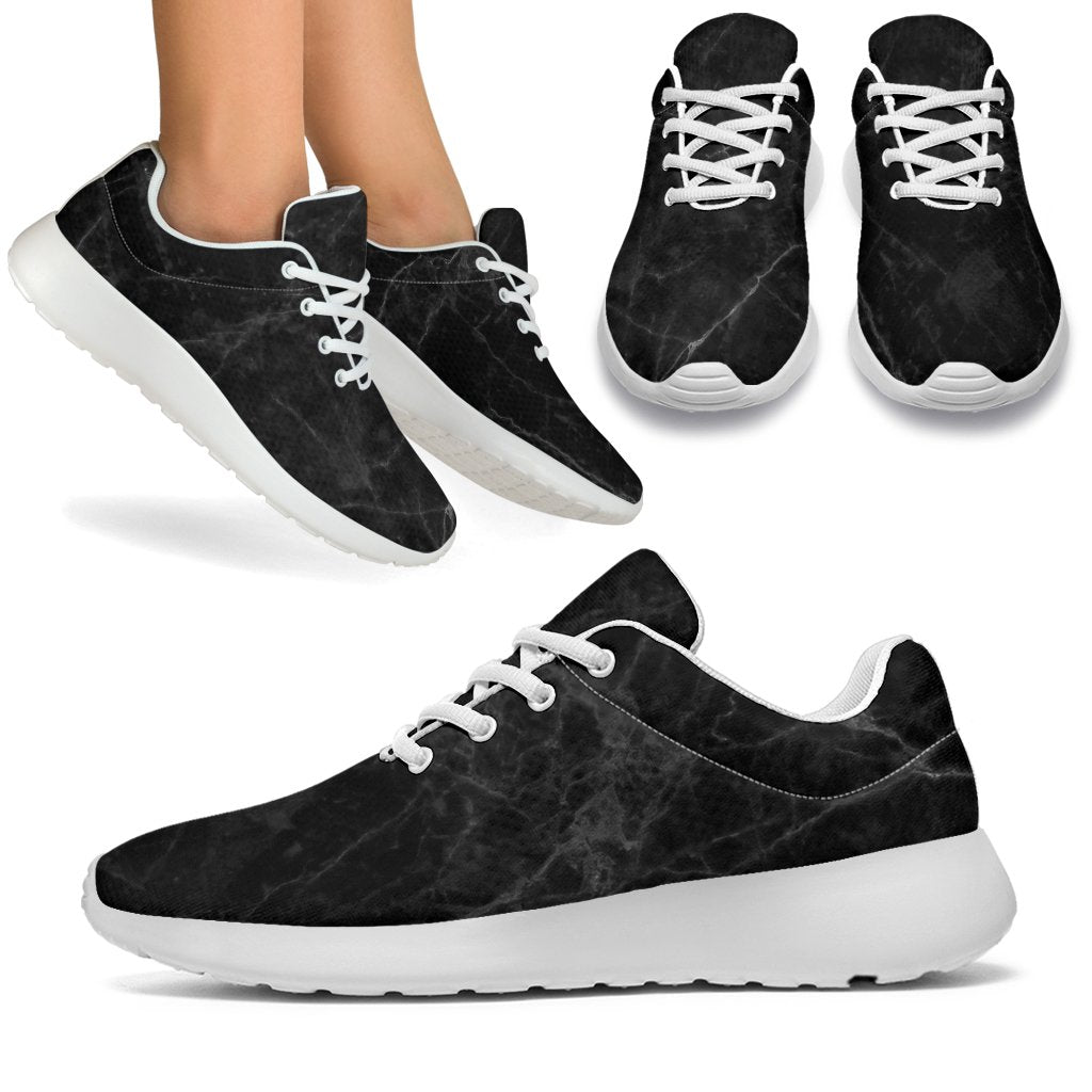 Black Grey Dark Marble Print Sport Shoes GearFrost