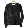 Black Grey Dark Marble Print Women's Crewneck Sweatshirt