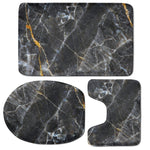 Black Grey Marble Print 3 Piece Bath Mat Set