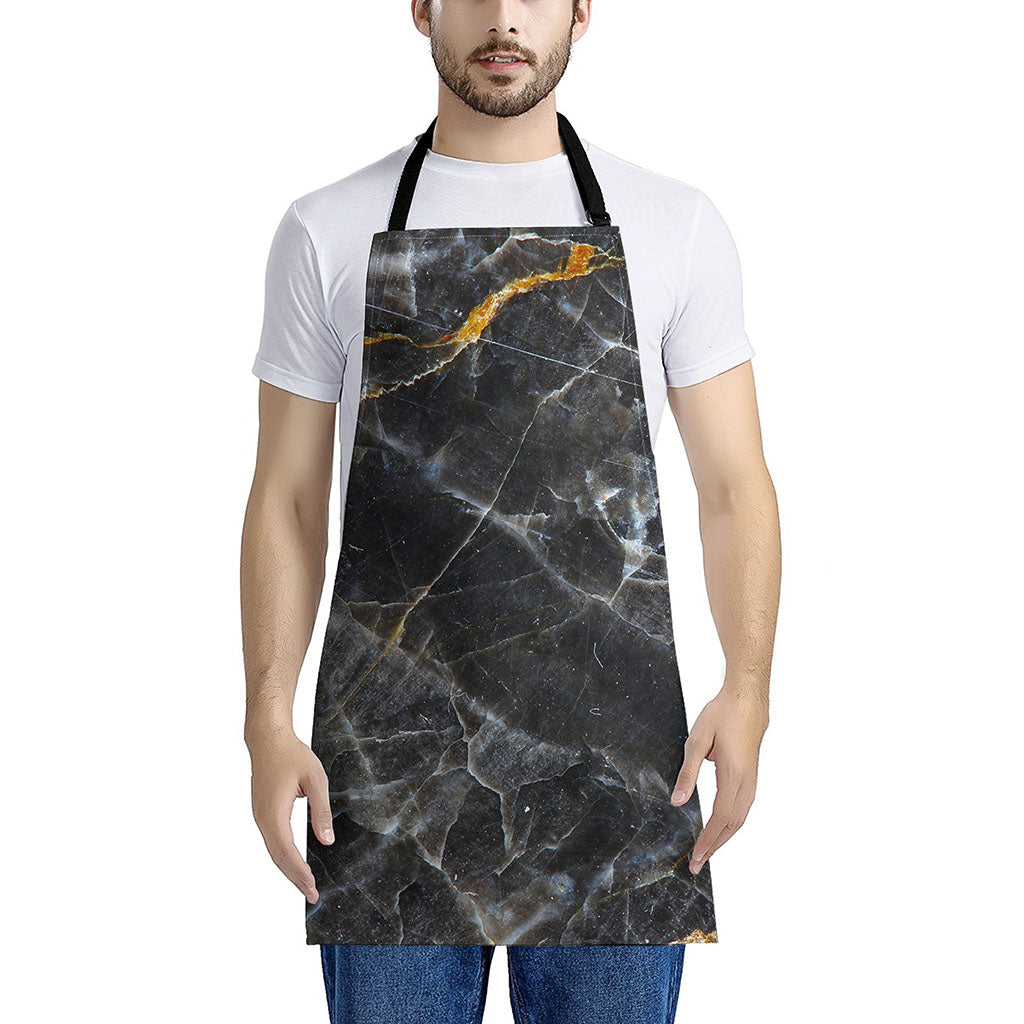 Black Grey Marble Print Apron