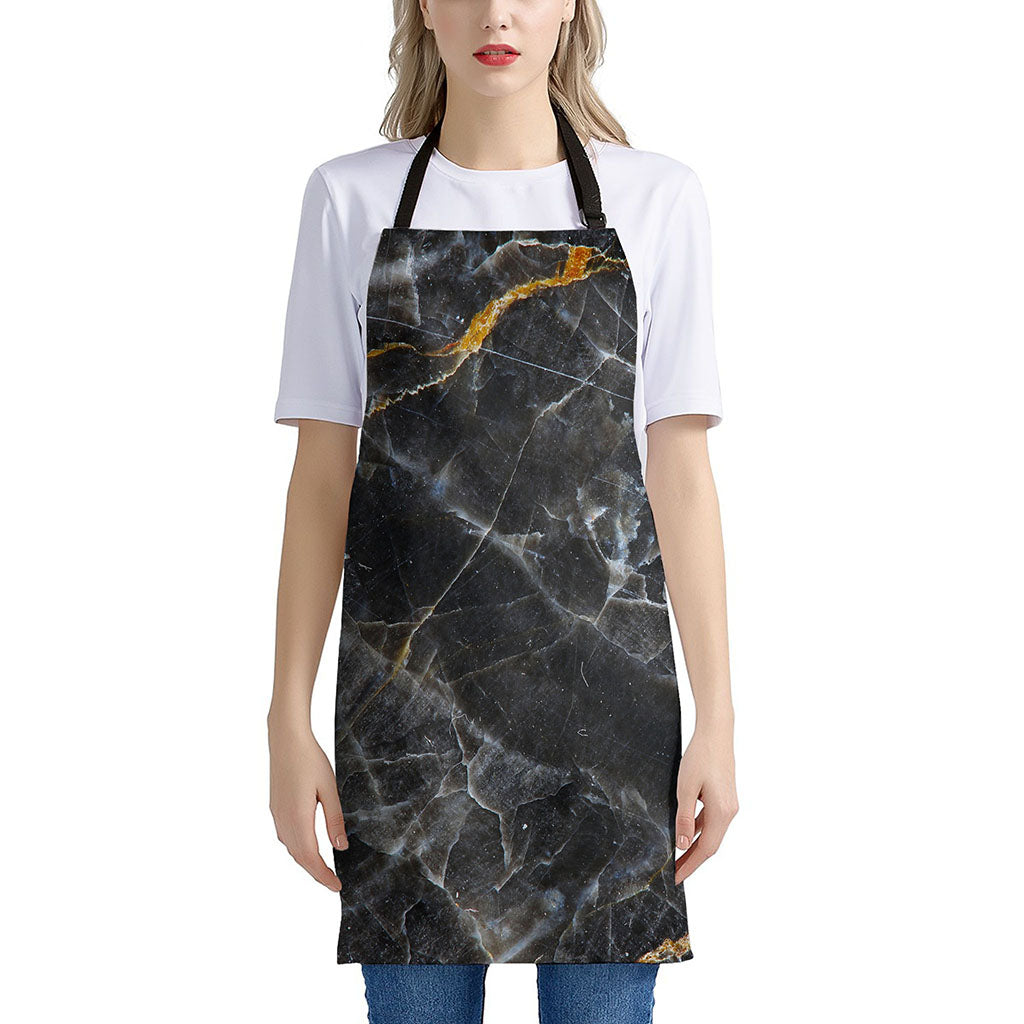 Black Grey Marble Print Apron