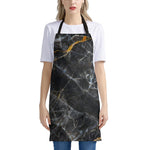 Black Grey Marble Print Apron