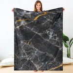 Black Grey Marble Print Blanket