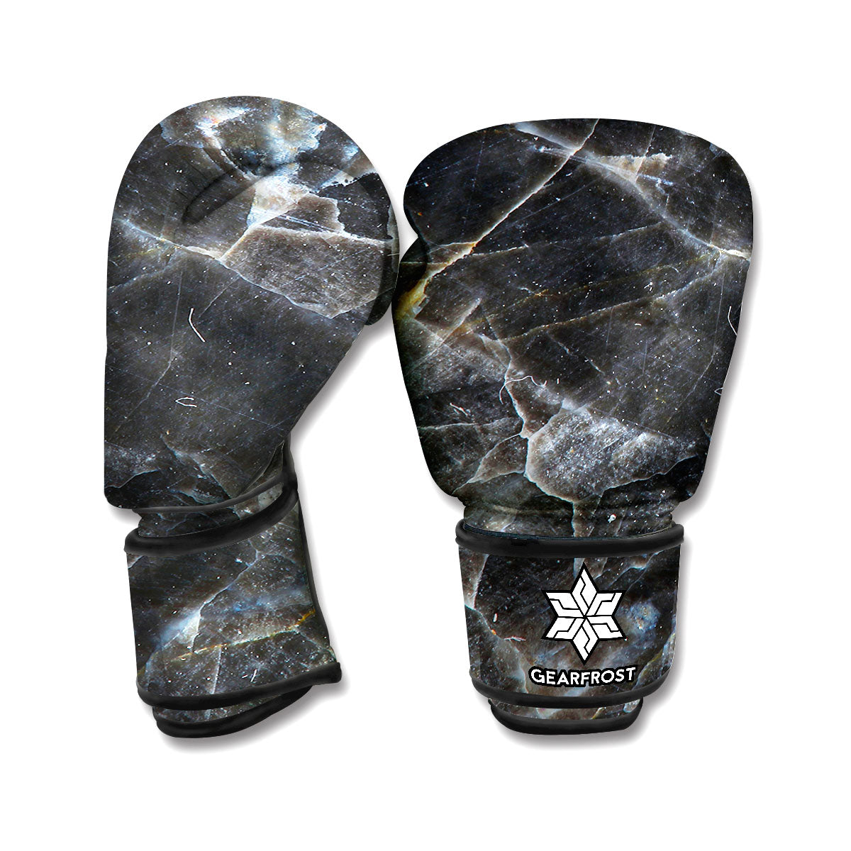 Black Grey Marble Print Boxing Gloves