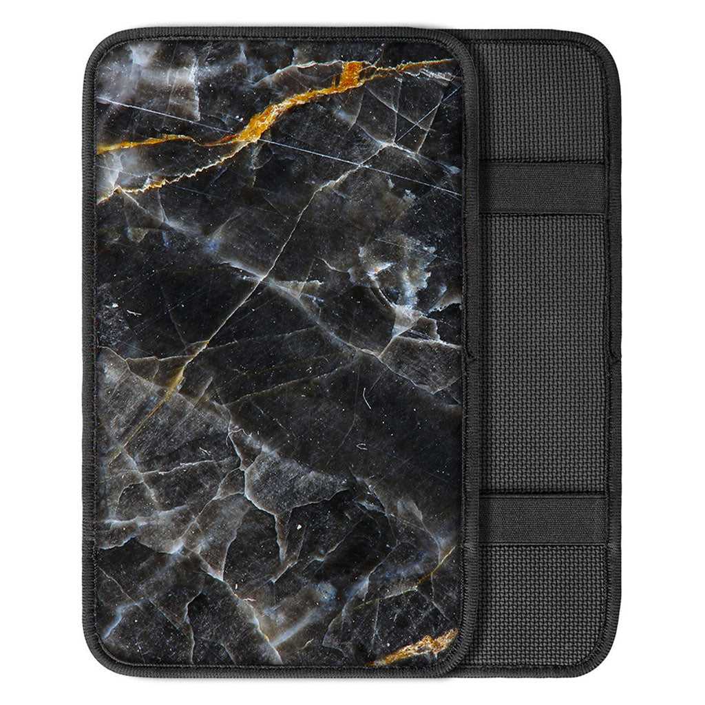 Black Grey Marble Print Car Center Console Cover