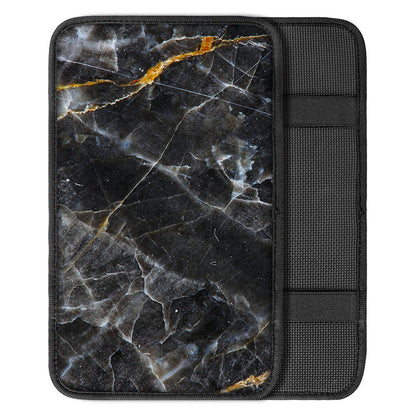 Black Grey Marble Print Car Center Console Cover