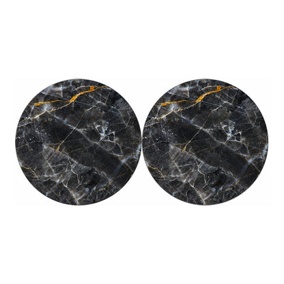 Black Grey Marble Print Car Coasters