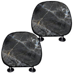 Black Grey Marble Print Car Headrest Covers