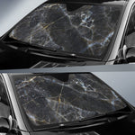 Black Grey Marble Print Car Sun Shade GearFrost