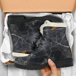 Black Grey Marble Print Comfy Boots GearFrost